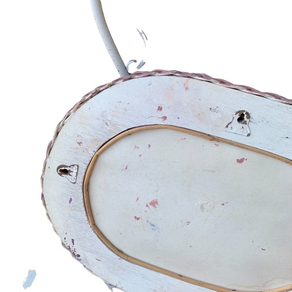 Vintage Cottagecore Wicker Rattan Oval Wall Hanging Mirror - Picture 7 of 12